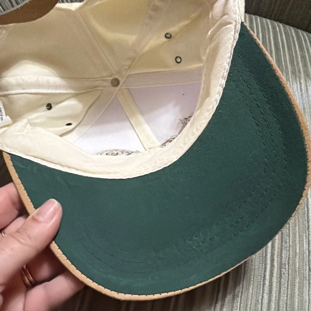 Cap Cracker Barrel Strapback Hat Baseball Lt Tan Leather Brim JJ Of Dallas VTG